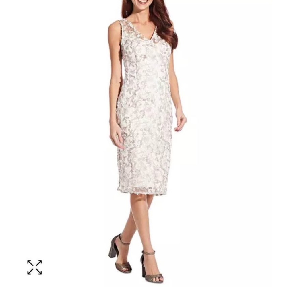 Adrianna Papell Elegant White Lace Dress - Picture 2 of 3
